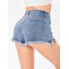 Frayed Ripped Denim Shorts Distressed Destroyed Pocket Jean Shorts - BLUE XL