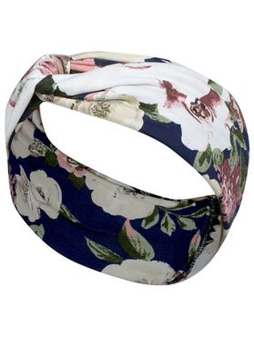 Vintage Floral Print Headband Yoga Stretchy Twisted Wide Sporty Sweat Wicking Hairband