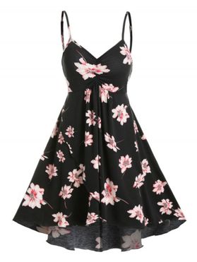 Plus Size & Curve Sundress Vacation Dress Floral Print High Waist High Low Midi Dress