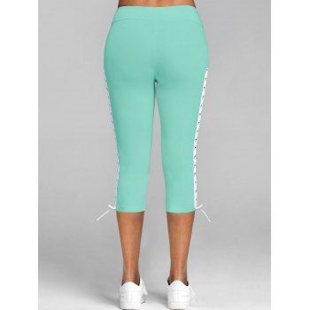 Contrast Colorblock Tie Back Skirted Heathered Tank Top and Plain Color Lace Up Skinny Crop Leggings Casual Summer Outfit