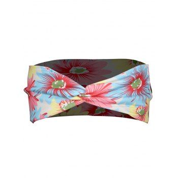 

Bohemian Flower Print Hairband Twisted Wide Stretchy Sporty Sweat Wicking Headband, Light pink