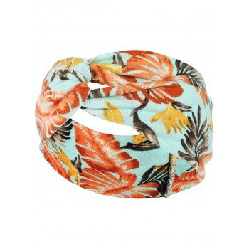 

Bohemian Floral Print Headband Twisted Wide Stretchy Yoga Sporty Sweat Wicking Hairband, Dark orange