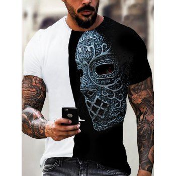 

Two Tone T Shirt Assassin Mask 3D Print Short Sleeve Casual Tee, Multicolor