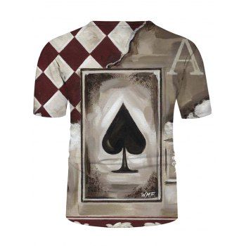 Playing Card Checkerboard Print T Shirt Allover Pattern Short Sleeve Casual Tee