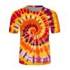 Bright Tie Dye Swirl Casual T Shirt 3D Print Round Neck Short Sleeve Summer Tee - multicolor 3XL