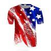 T-shirt D'Eté Décontracté à Imprimé 3D Drapeau Américain Partout Manches Courtes à Col Rond - multicolor 2XL