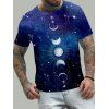 T-shirt D'Eté Décontracté à Imprimé 3D Lune Galaxie Phase à Manches Courtes - multicolor S
