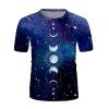 T-shirt D'Eté Décontracté à Imprimé 3D Lune Galaxie Phase à Manches Courtes - multicolor 3XL