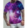 T-shirt D'Eté Décontracté à Imprimé Galaxie Partout à Manches Courtes à Col Rond - multicolor 3XL