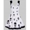 Robe Patineuse Décontractée à Imprimé Crâne Partout à Lacets - Blanc L