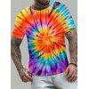 T-shirt Décontracté 3D Teinté Coloré Imprimé Manches Courtes à Col Rond - multicolor 3XL