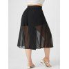Jupe-Culotte Corsaire Grande Taille en Mousseline - Noir 5X