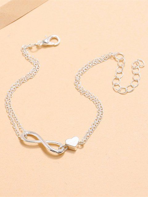 Adjustable Infinity And Heart Pattern Layered Chain Bracelet
