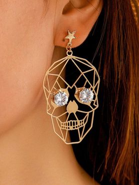 Star Rhinestone Hollow Out Skull Pendant Gothic Drop Earrings