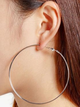 Alloy Statement Earrings Oversized Round Simple Style Hoop Earrings
