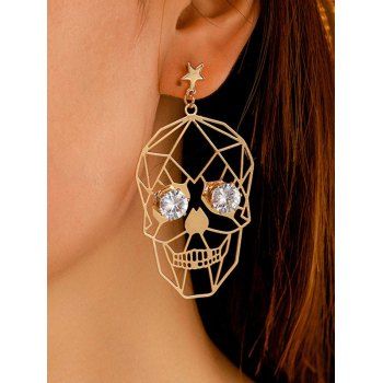 

Star Rhinestone Hollow Out Skull Pendant Gothic Drop Earrings, Golden