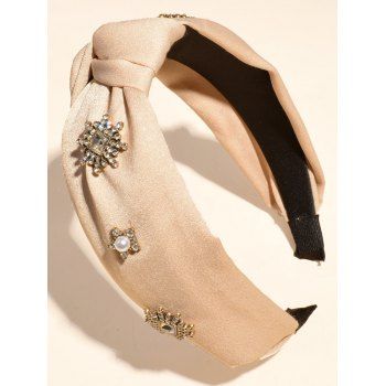 

Artificial Pearl Rhinestone Hair Band Flower Embellishment Hair Accessory, Light coffee