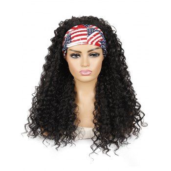 

Wide Headband Integrated Long Deep Curly Heat Resistant Synthetic Wig, Black