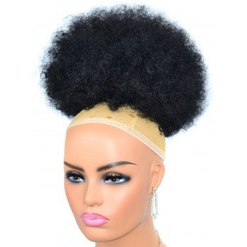 

Black Afro Curly Messy Heat Resistant Hair Bun Synthetic Short Wig