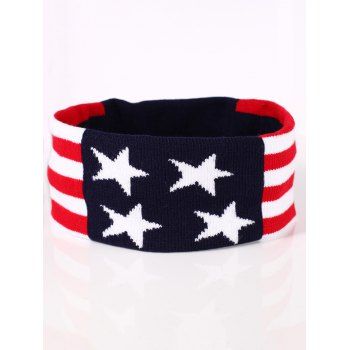 

American Flag Pattern Star Striped Sweating Sporty Wide Headband, Red