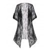 Kimono en Dentelle Florale Transparente Ourlet Asymétrique d'Eté - Noir XXXL