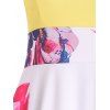 Summer Vacation Bright Contrast Colorblock Floral Print Dress A Line Mini Dress - multicolor XL