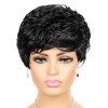 Short Inclined Bang Fluffy Curly Wavy High Temperature Fiber Synthetic Wig - BLACK 