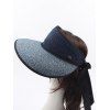Chapeau Visière de Plage Protection Solaire Minimaliste en Paille avec Nœud Papillon - Bleu profond 