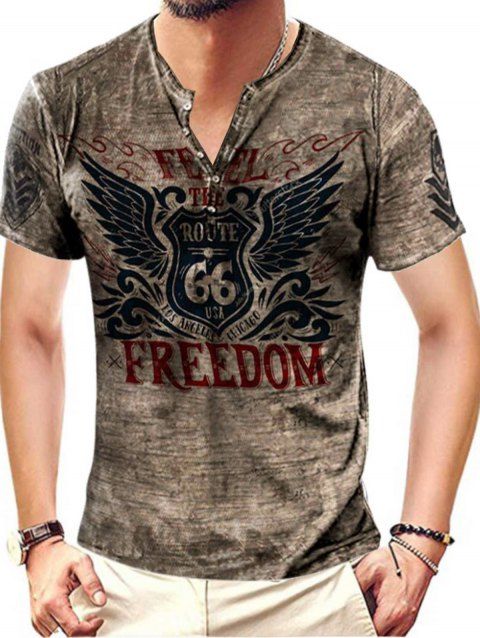 Vintage Graphic T Shirt Freedom Wing Badge Print Short Sleeve Summer Tee