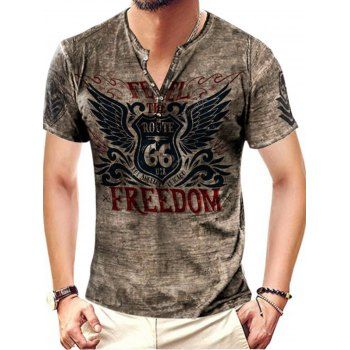 Vintage Graphic T Shirt Freedom Wing Badge Print Short Sleeve Summer Tee