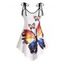 Asymmetrical Rainbow Butterfly Print Tie Shoulder Binding Cami Top - WHITE XXL