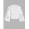 Haut de Cache-maillot Court Au Crochet en Maille Transparente à Manches de Cloche avec Nœud Papillon - Blanc XL