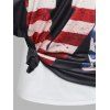American Flag Print Skew Collar T Shirt And Strappy Camisole Two Piece Set - BLACK XXL