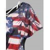 American Flag Print Skew Collar T Shirt And Strappy Camisole Two Piece Set - BLACK XXL