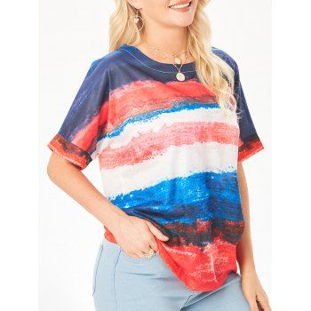 

Batwing Sleeve Tie Dye Print Tee, Multicolor a