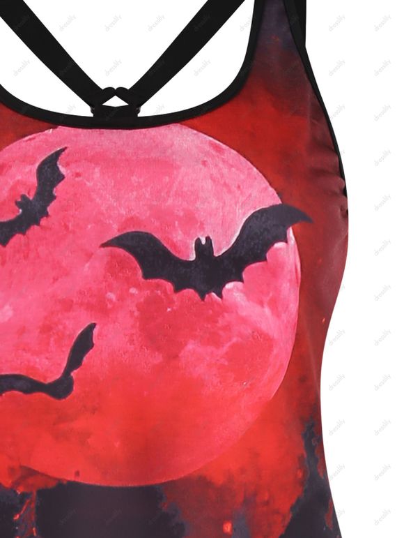 Mini Robe Ligne A Gothique à Imprimé Chauve-souris Sans Manches - Noir S