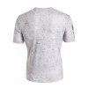 T-shirt D'Eté Décontracté Vintage Marbré avec Demi-Bouton à Manches Courtes - Blanc 3XL