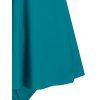 Modest Swimsuit Plain Color Cut Out Strap Padded High Waist Tankini Swimwear - DEEP GREEN L