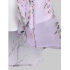 Vacation Chiffon Irregular Allover Peach Blossom Floral Print Blouse and Camisole Set - LIGHT PURPLE M