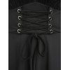 Robe Corset Asymétrique Rose Gothique Ligne A en O à Lacets - Noir L
