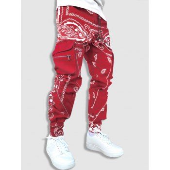 

Paisley Print Cargo Pants, Red