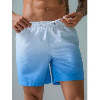

Vacation Ombre Casual Board Shorts Drawstrings Pockets Summer Beach Shorts, Blue