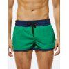 Casual Board Shorts Contrast Colorblock Lace Panel Drawstrings Pockets Summer Ringer Beach Shorts - RED L