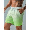 Vacation Ombre Casual Board Shorts Drawstrings Pockets Summer Beach Shorts - GREEN S