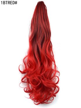 Ombre Wavy Highlight Heat Resistant Ponytail Synthetic Hair Long Wig