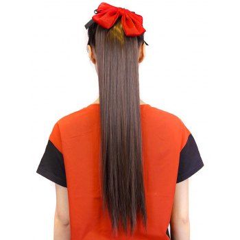 

Sweet Straight Synthetic Hair With Bowknot Romance Long Ponytail Wig, Coffee
