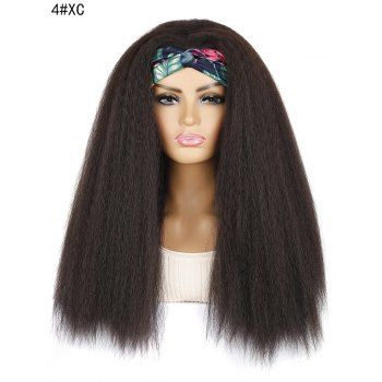 

Black Corn Silk Style Synthetic Hair With Twisted Floral Leaf Print Headband Straight Wig