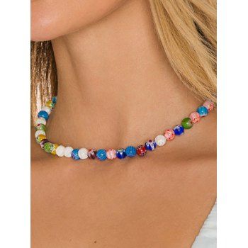 

Bohemian Colorful Glass Bead Beach Trendy Necklace, Multicolor