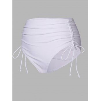 

Polka Dots And Plain Swim Bottom High Rise Cinched Tie Swim Briefs, White