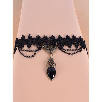 Vintage Hollow Out Lace Choker Heart Pendant Elegance Necklace